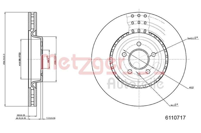 METZGER 6110717 Bremsscheibe Lack/Ks/Hc für AUDI/PORSCHE VA