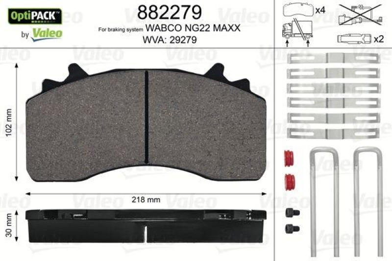 VALEO 882279 Bremsbelagsatz OptiPACK