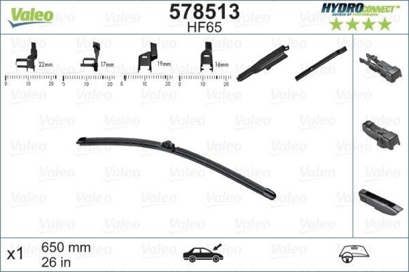 VALEO 578513 HF65 HydroConnect Front LHD 65cm