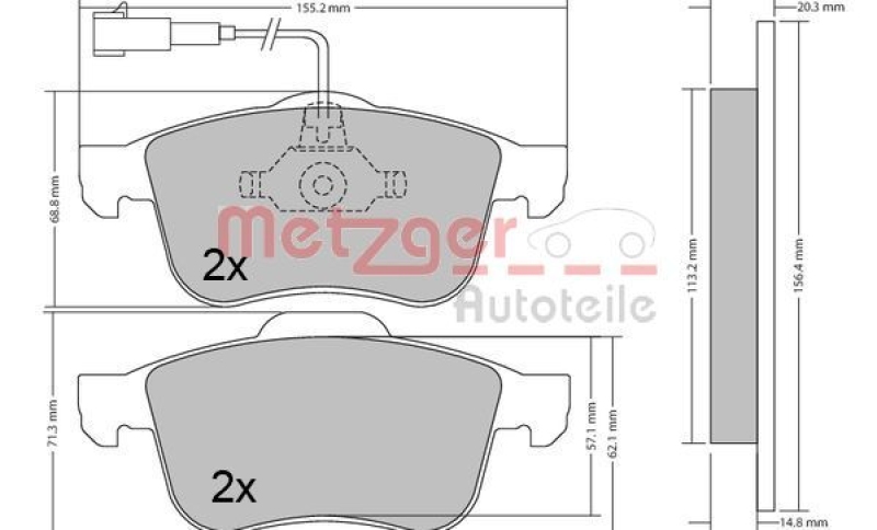 METZGER 1170424 Bremsbelagsatz, Scheibenbremse WVA 24 339