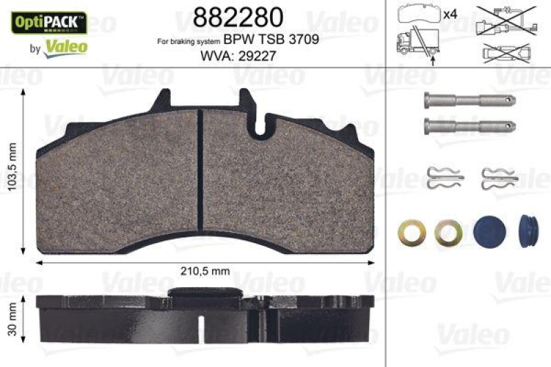 VALEO 882280 Bremsbelagsatz OptiPACK