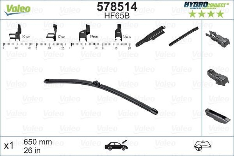 VALEO 578514 HF65B HydroConnect Front LHD 65cm