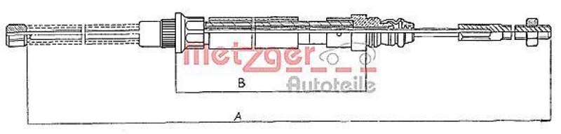 METZGER 11.606 Seilzug, Feststellbremse für PEUGEOT hinten links