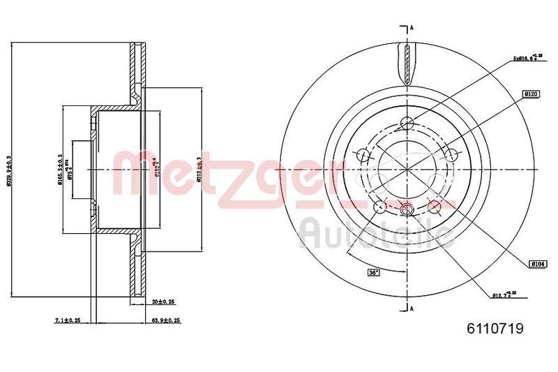 METZGER 6110719 Bremsscheibe Lack/Ks für BMW HA