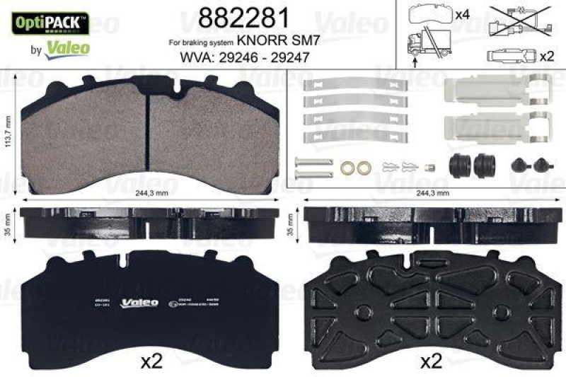 VALEO 882281 Bremsbelagsatz OptiPACK