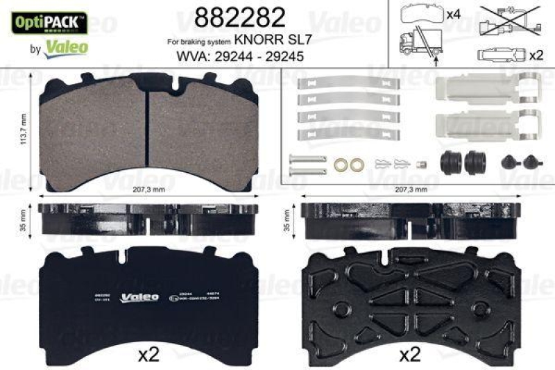 VALEO 882282 Bremsbelagsatz OptiPACK