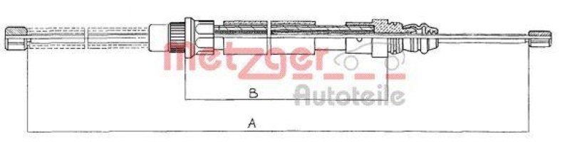 METZGER 11.607 Seilzug, Feststellbremse für PEUGEOT hinten rechts