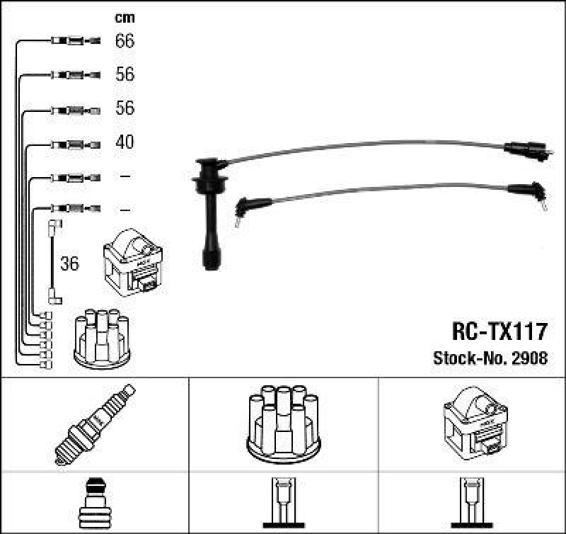 NGK 2908 Zündleitungssatz RC-TX117 |Zündkabel