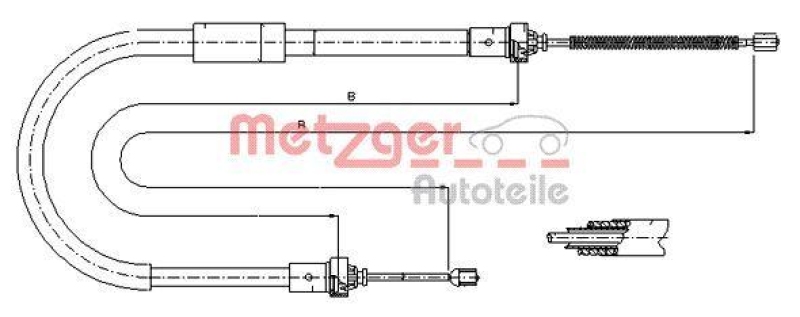 METZGER 11.6574 Seilzug, Feststellbremse für RENAULT hinten links