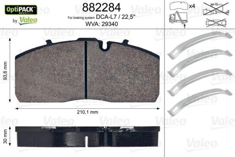 VALEO 882284 Bremsbelagsatz OptiPACK