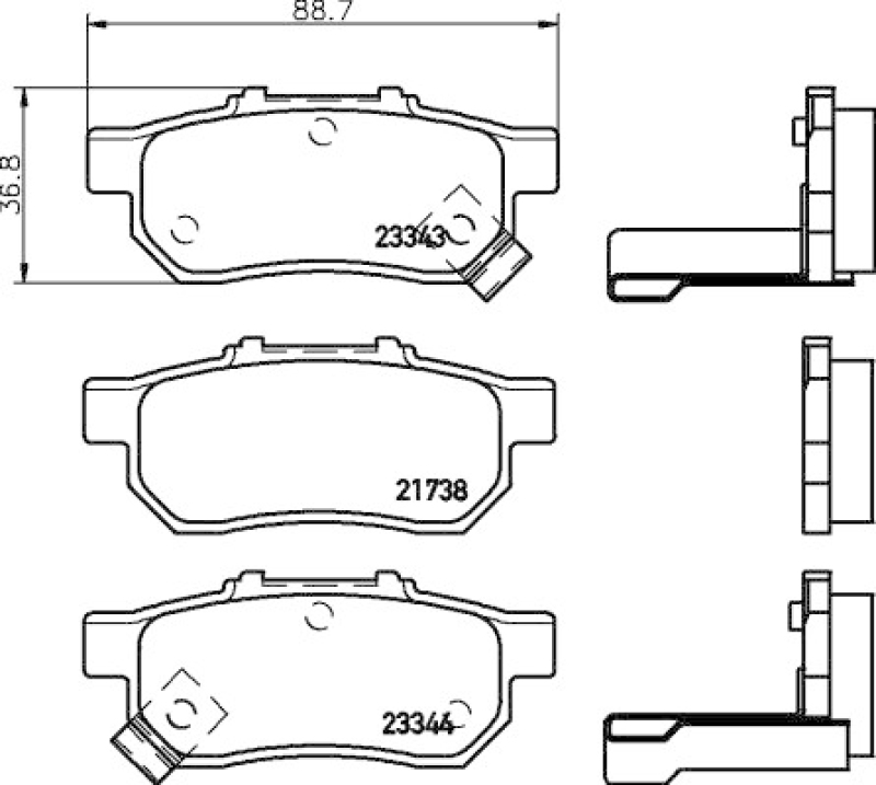 HELLA 8DB 355 017-151 Bremsbelagsatz, Scheibenbremsbelag für HONDA