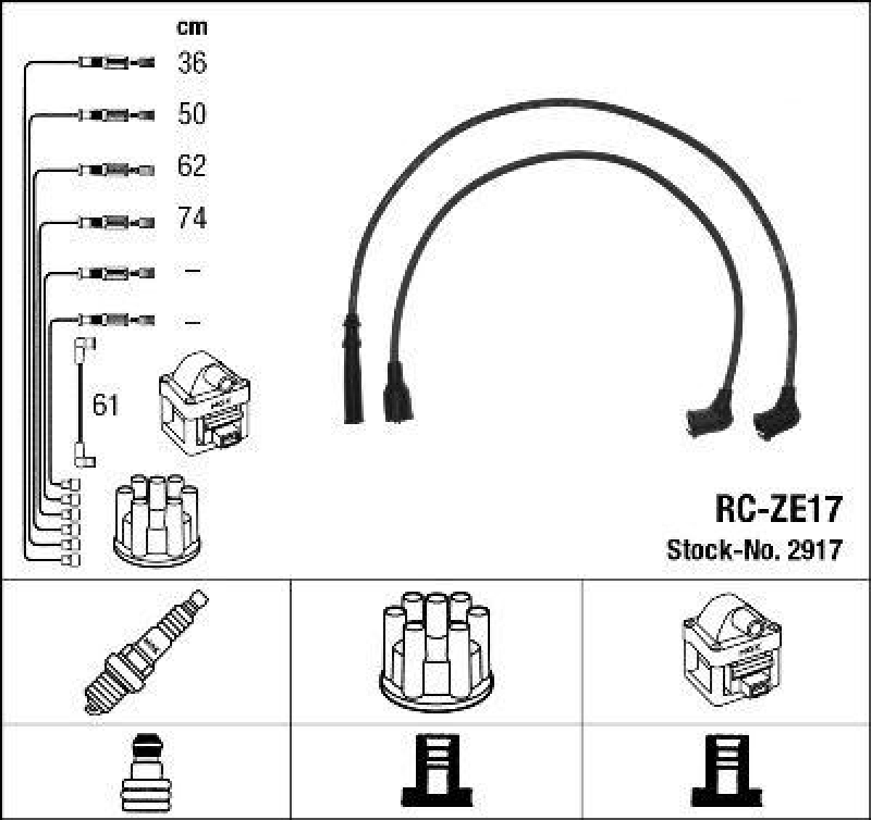 NGK 2917 Zündleitungssatz RC-ZE17 |Zündkabel