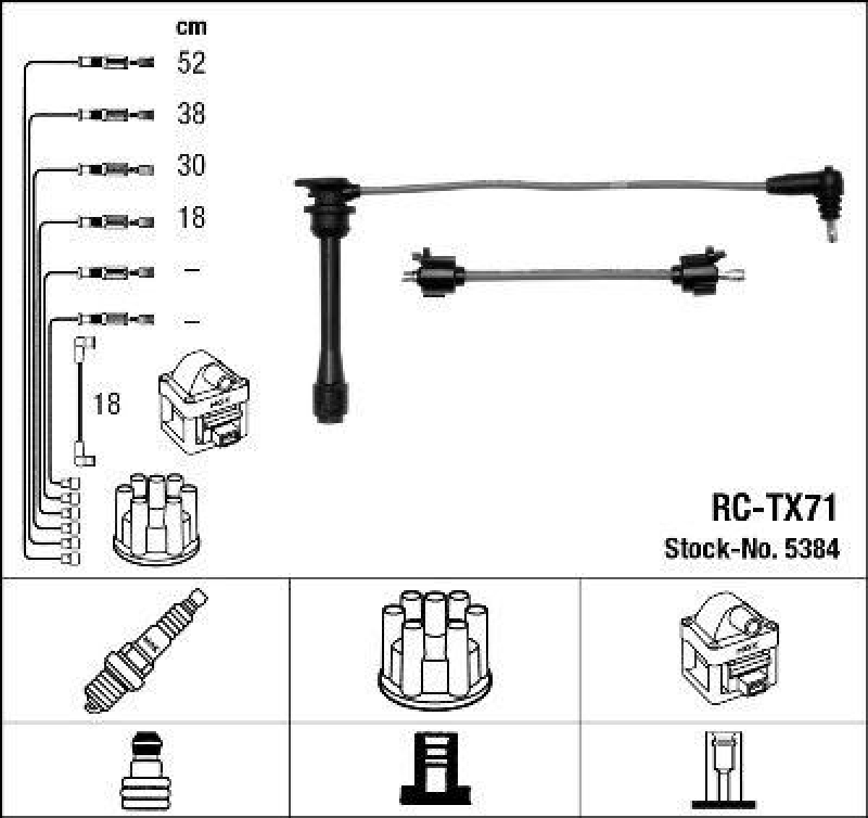 NGK 5384 Zündleitungssatz RC-TX71 |Zündkabel