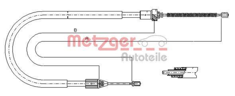 METZGER 11.6583 Seilzug, Feststellbremse für RENAULT hinten rechts