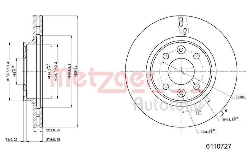 METZGER 6110727 Bremsscheibe Lack/Ks/Ms/Hc für RENAULT VA