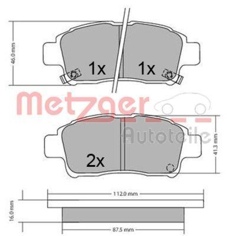 METZGER 1170436 Bremsbelagsatz, Scheibenbremse WVA 23 348