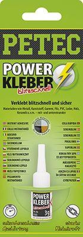 PETEC 93403 Power Kleber blitzschnell Sekundenklebstoff transparent 3g