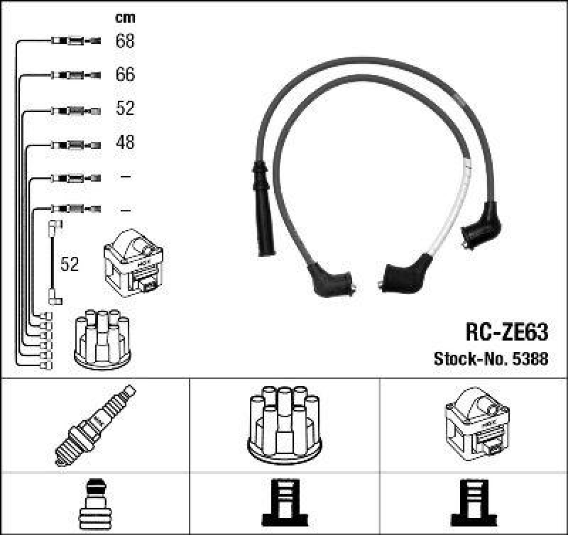 NGK 5388 Zündleitungssatz RC-ZE63 |Zündkabel