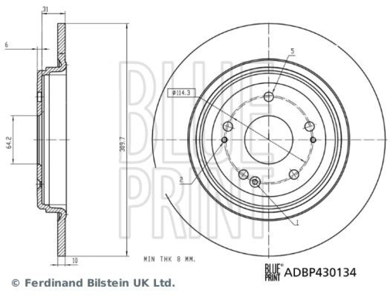 BLUE PRINT ADBP430134 Bremsscheibe für HONDA