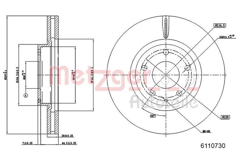 METZGER 6110730 Bremsscheibe Lack/Ks für MAZDA VA