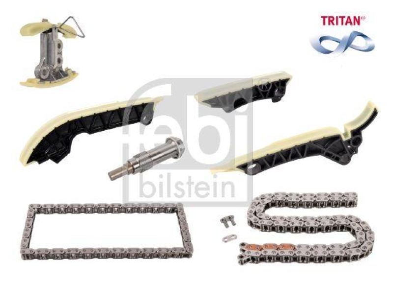 FEBI BILSTEIN 173416 Steuerkettensatz für Nockenwelle, Ölpumpe und Ausgleichswelle, TRITAN®-beschichtet für Mercedes-Benz