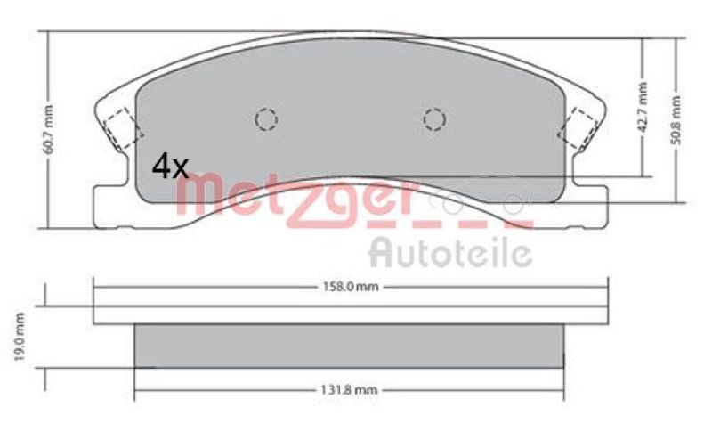 METZGER 1170439 Bremsbelagsatz, Scheibenbremse WVA 23 638