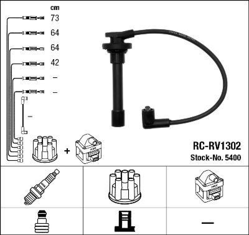 NGK 5400 Zündleitungssatz RC-RV1302 |Zündkabel