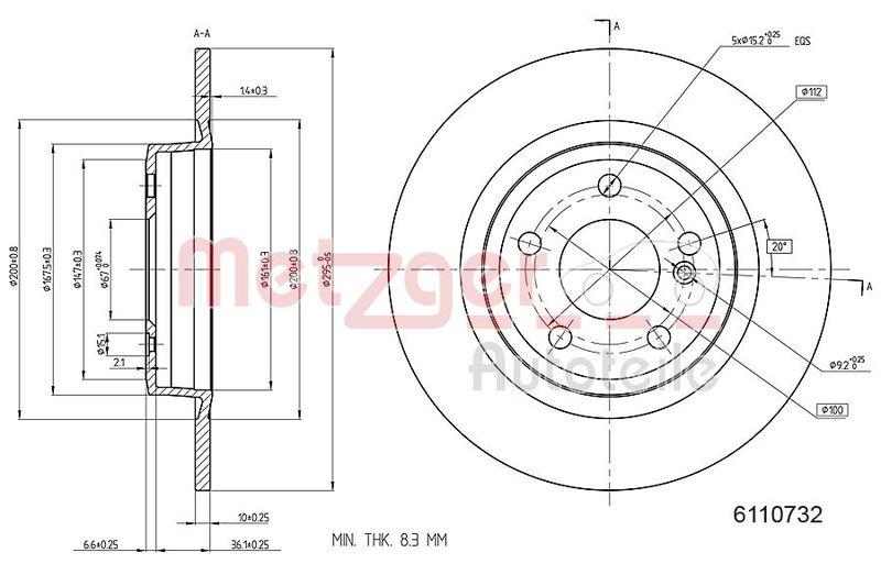 METZGER 6110732 Bremsscheibe Lack/Ks/Ms für MB HA