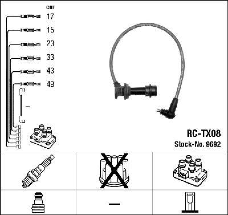 NGK 9692 Zündleitungssatz RC-TX08 |Zündkabel