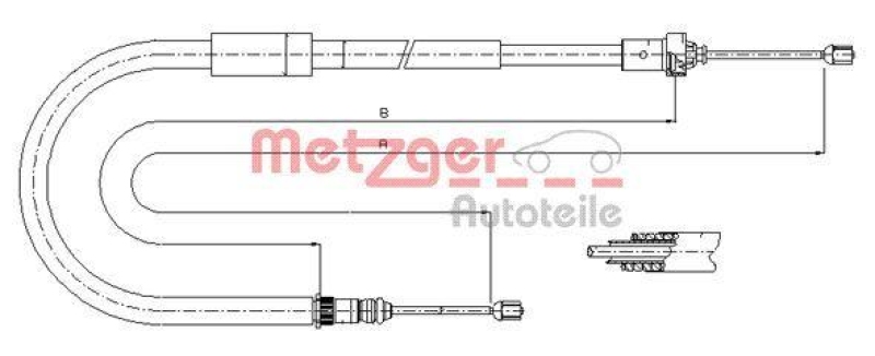 METZGER 11.6663 Seilzug, Feststellbremse für RENAULT hinten rechts