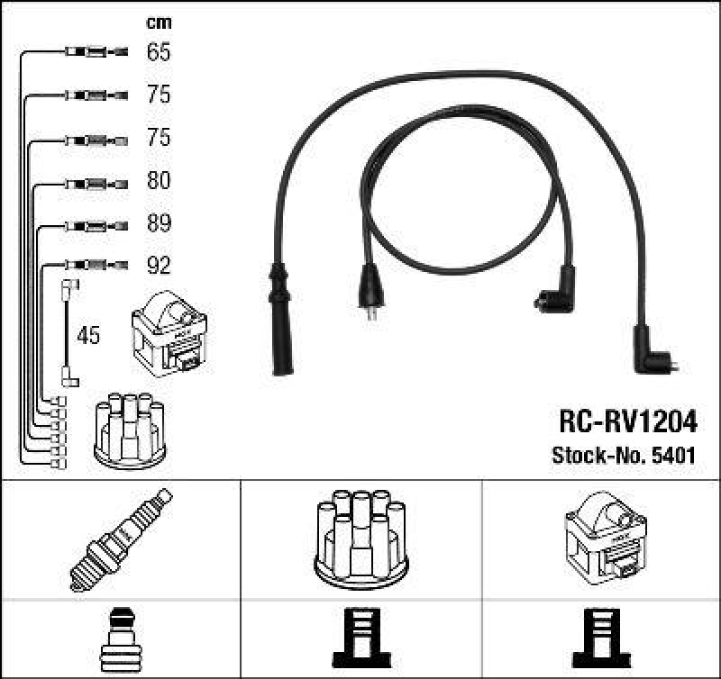 NGK 5401 Zündleitungssatz RC-RV1204 |Zündkabel