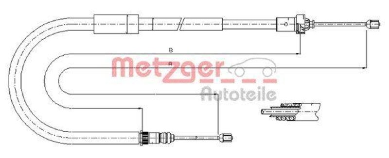 METZGER 11.6663 Seilzug, Feststellbremse f&uuml;r RENAULT hinten rechts