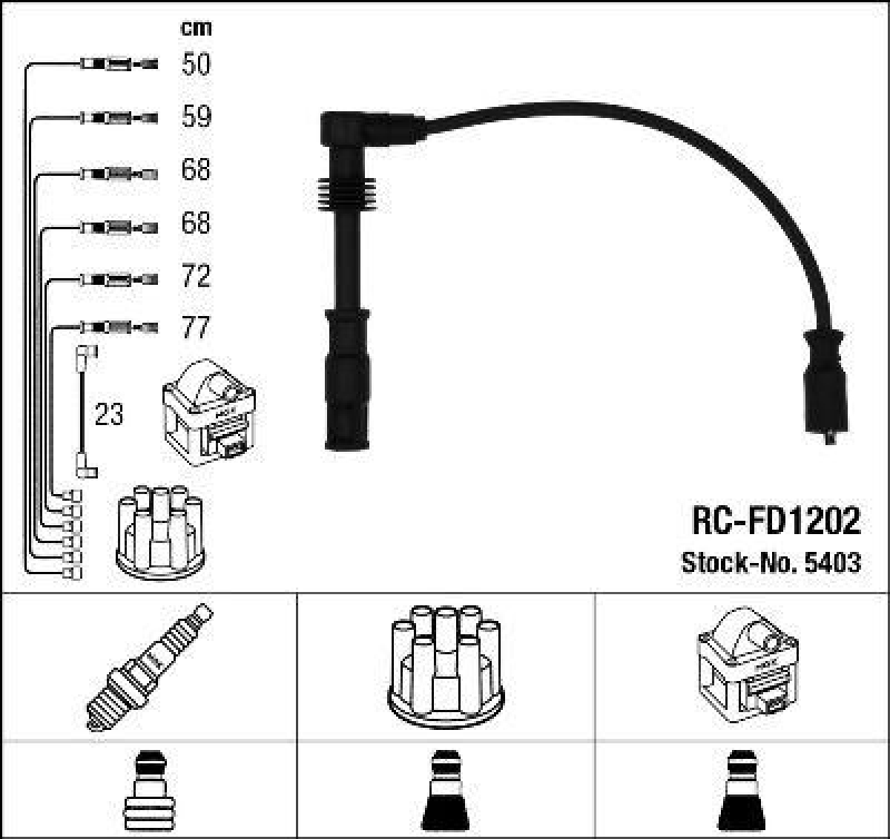 NGK 5403 Zündleitungssatz RC-FD1202 |Zündkabel