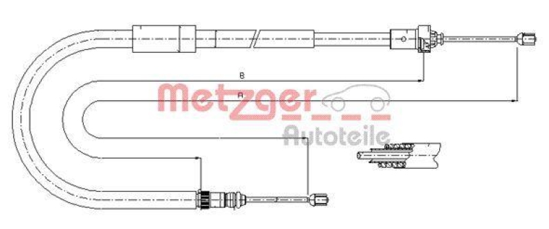 METZGER 11.6664 Seilzug, Feststellbremse für RENAULT hinten links