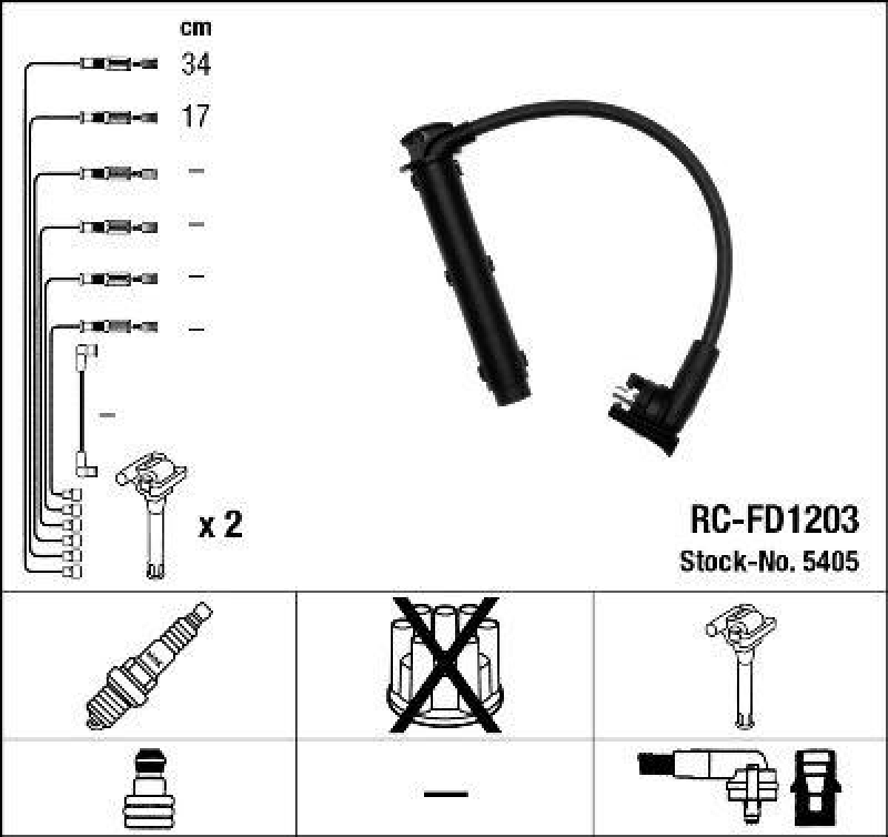 NGK 5405 Zündleitungssatz RC-FD1203 |Zündkabel