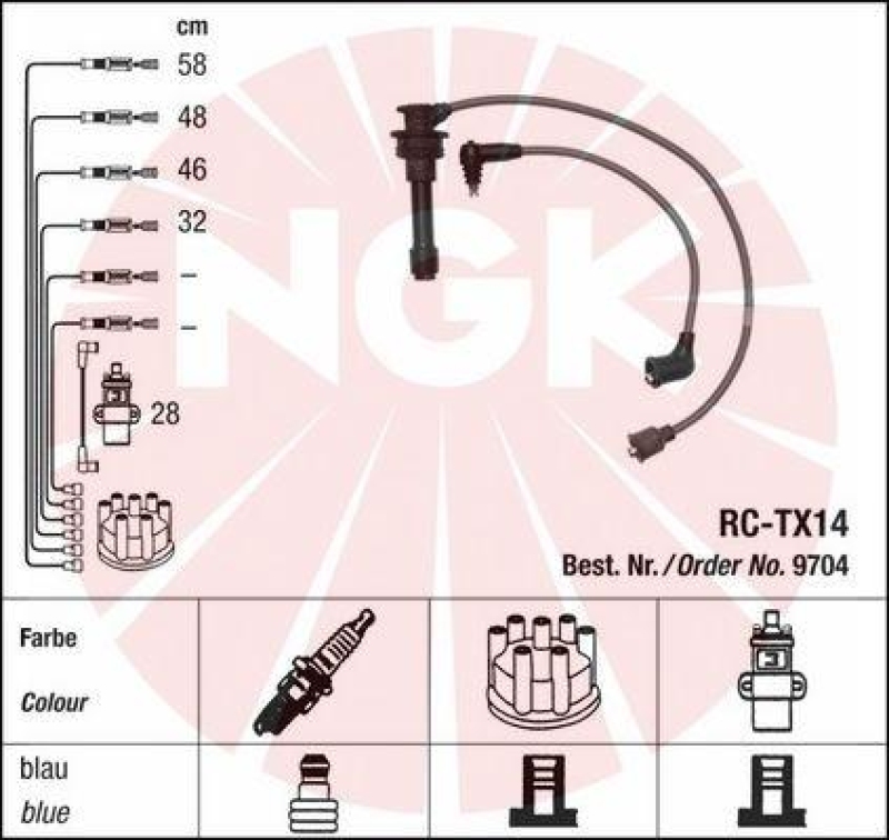 NGK 9704 Zündleitungssatz RC-TX14 |Zündkabel