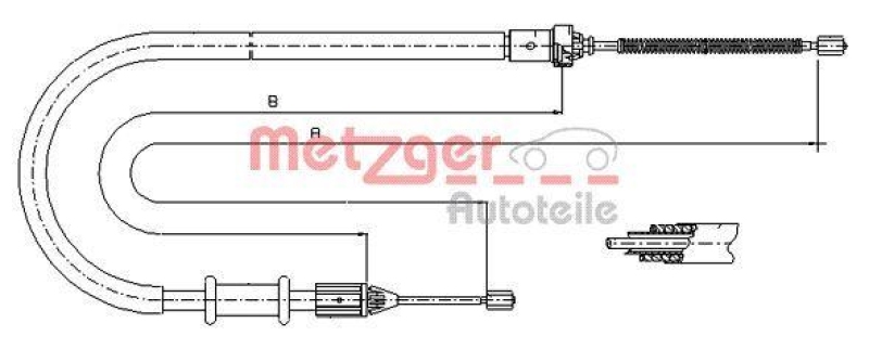 METZGER 11.6675 Seilzug, Feststellbremse für RENAULT hinten links