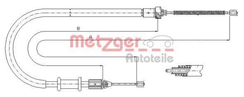 METZGER 11.6676 Seilzug, Feststellbremse für RENAULT hinten rechts