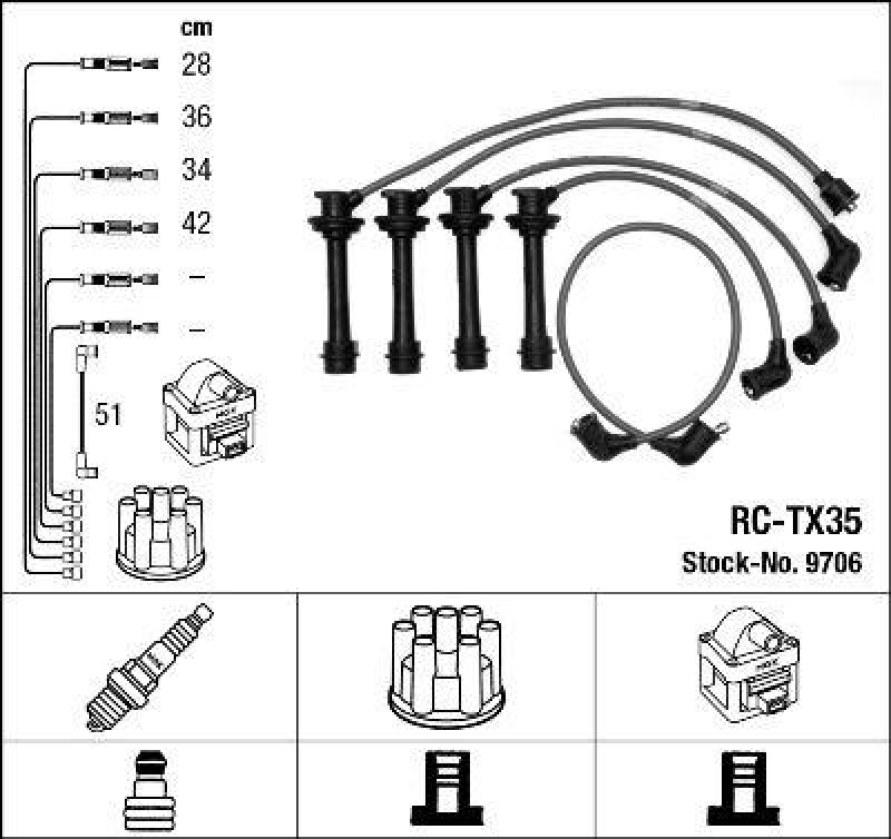 NGK 9706 Zündleitungssatz RC-TX35 |Zündkabel