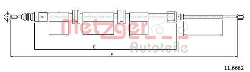 METZGER 11.6682 Seilzug, Feststellbremse für RENAULT hinten links/rechts