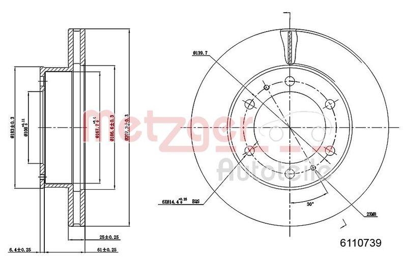 METZGER 6110739 Bremsscheibe Lack/Ks für TOYOTA VA