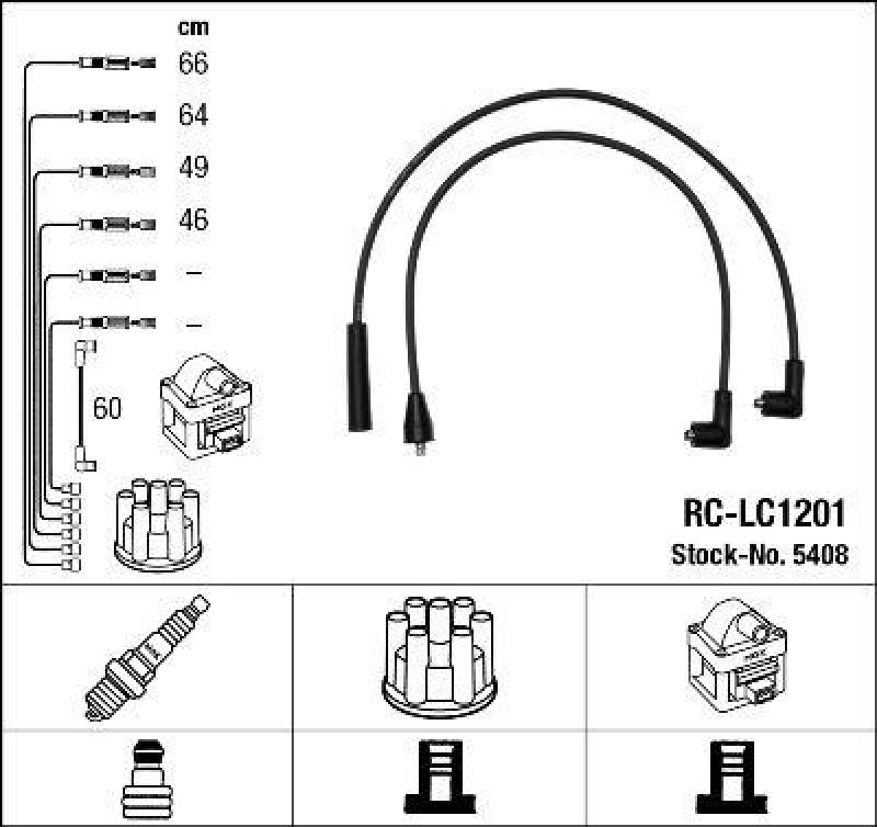 NGK 5408 Zündleitungssatz RC-LC1201 |Zündkabel