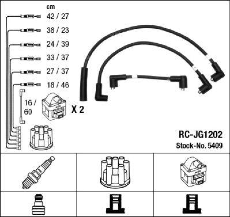 NGK 5409 Zündleitungssatz RC-JG1202 |Zündkabel