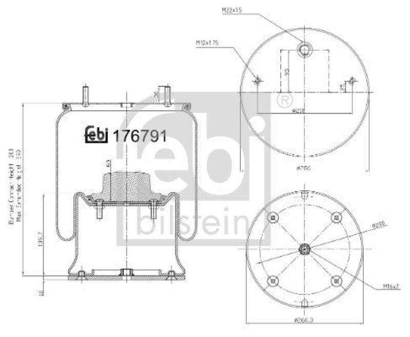 FEBI BILSTEIN 176791 Luftfederbalg mit Stahlkolben für Sauer