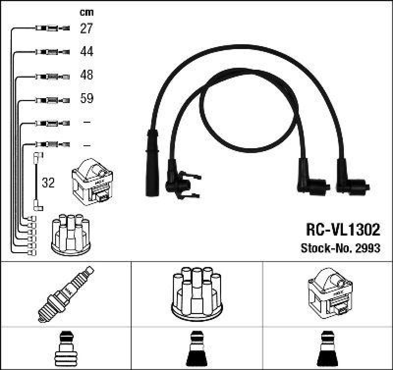 NGK 2993 Zündleitungssatz RC-VL1302 |Zündkabel