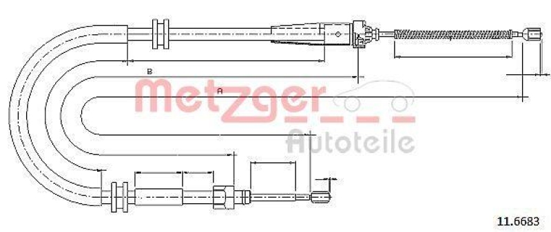 METZGER 11.6683 Seilzug, Feststellbremse für RENAULT hinten links/rechts