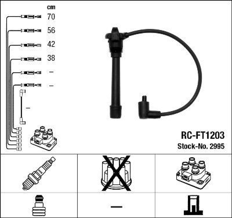 NGK 2995 Zündleitungssatz RC-FT1203 |Zündkabel