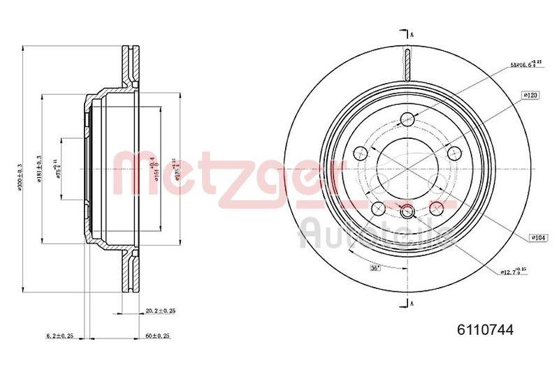 METZGER 6110744 Bremsscheibe Lack/Ks/Ms/Hc für BMW HA