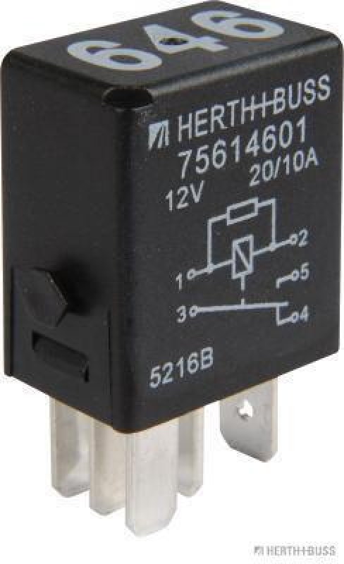 HERTH+BUSS 75614601 Multifunktionsrelais 12 V, 10 - 20 A, 5 pins, Widerstand