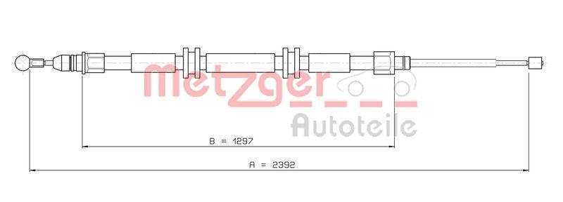 METZGER 11.6686 Seilzug, Feststellbremse für RENAULT hinten links/rechts